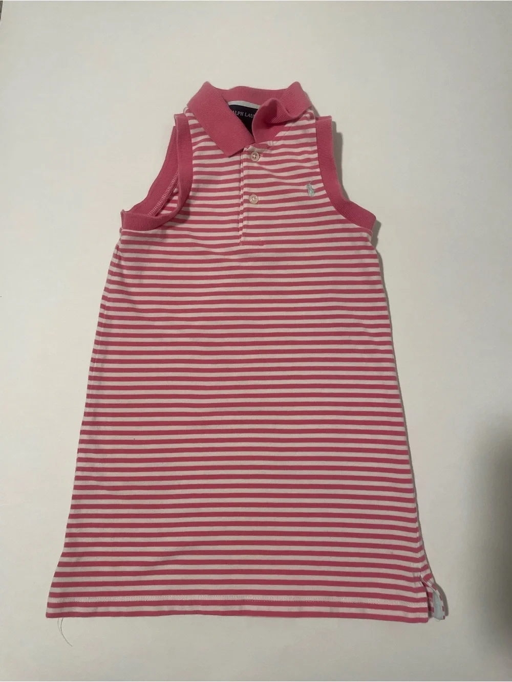 Ralph Lauren Pink & White Striped Polo Dress Preppy Golf Classic Luxury